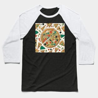 Pizza Pattern Line Drawing Colorful, Awesome Birthday Gift ideas for Pizza Lovers Baseball T-Shirt